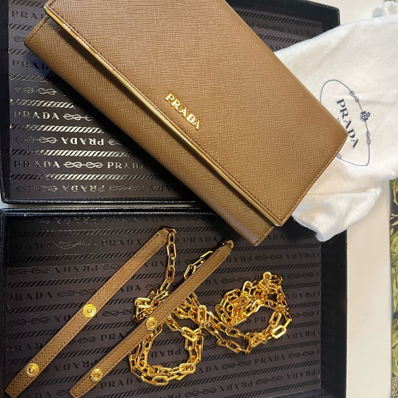 PRADA Wallet On Chain Calves Leather Crossbody with Authenticity Cards - Picture 8 of 10